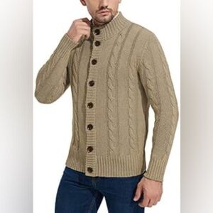 Nitagut Tan Cable Knit Cardigan Sweater – Cozy Button Front, Classic Style
